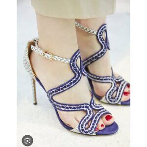 Alexandre Birman  Alice Suede/Snake Sandal Bali/Mono Natural Size EU38/US 7.5